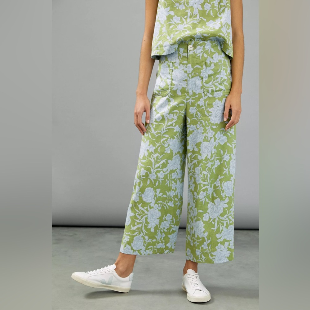 Anthropologie Maeve London Wide Leg Pants in Blue Motif XS - Picture 10 of 13